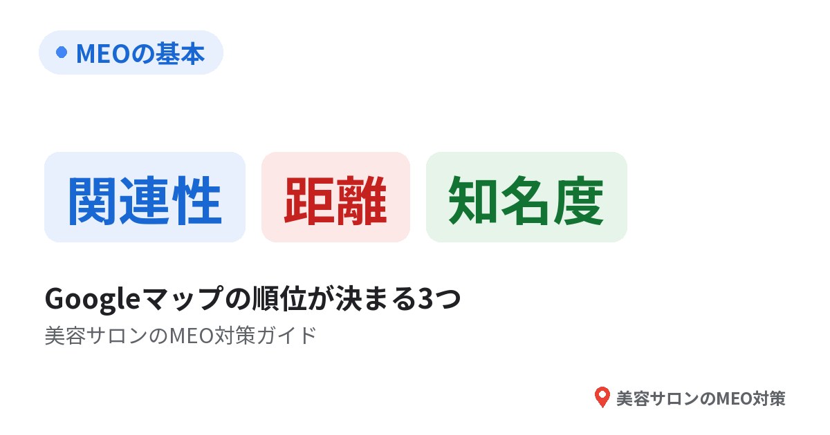 MEOの基本。関連性・距離・知名度の3つ